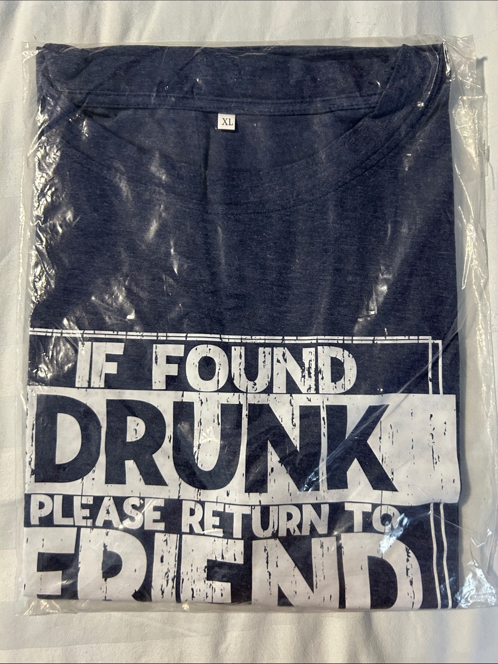 If Found Drunk Please Return To Friend Graphic Tee - Navy & White